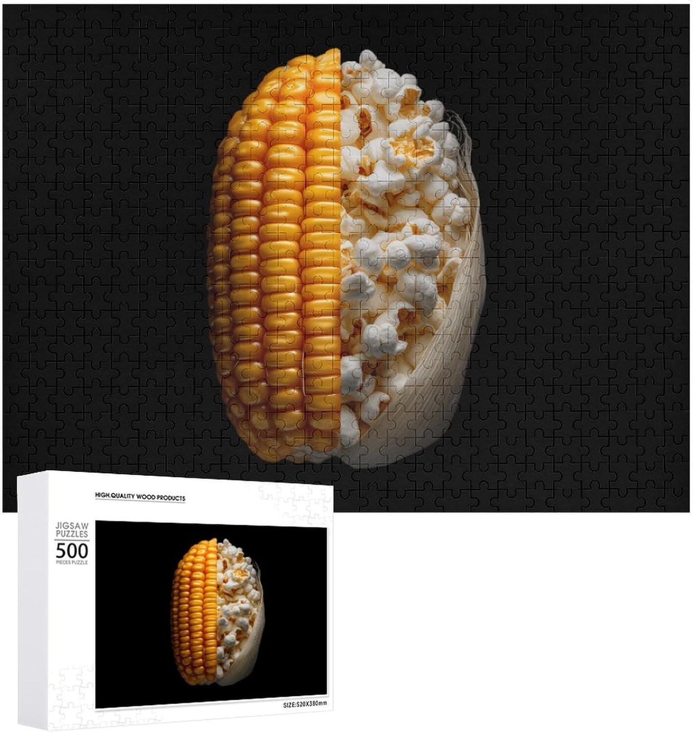 Funny Food Corn Popcorn Puzzles for Adults 500 PCS Wooden Jigsaw Puzzle Wall Decor Christmas