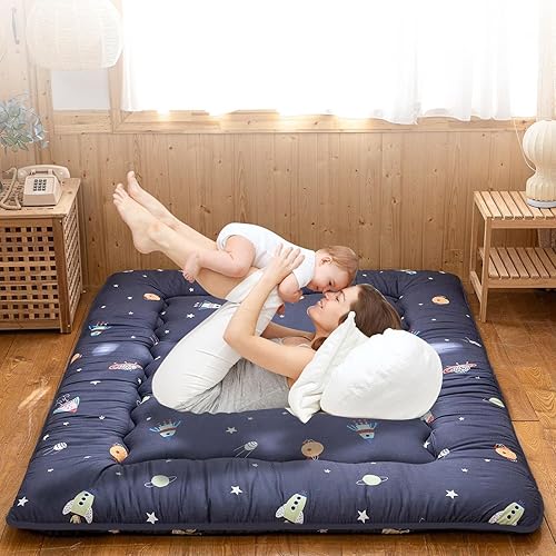 QQP Colchón de futón japonés plegable de tatami, tapete portátil para adultos y niños, tapete para dormir adecuado para campamento, habitación de
