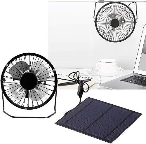 Miniatura 6 de Ventilador de refrigeración con panel solar USB de 5 W, mini ventilador portátil fotovoltaico panel solar conjunto para casa al aire libre que viaja
