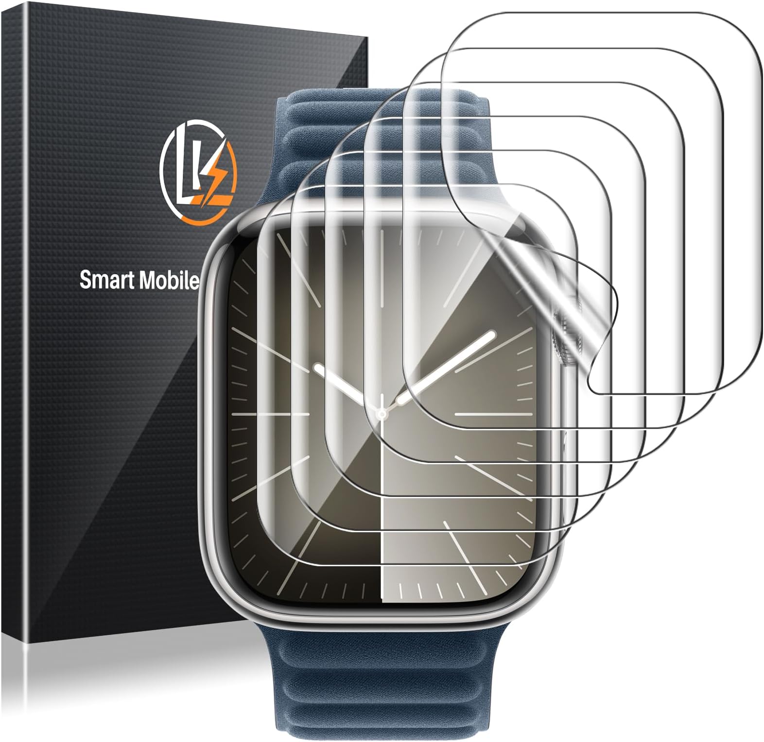 6 Pack Screen Protector for Apple Watch Series 9 8 7 41mm/Series SE 6 5 4 40mm, Screen Protector Compatible for Apple Watch 40/41mm, High Definition, Bubble Free, Clear Flexible TPU Film