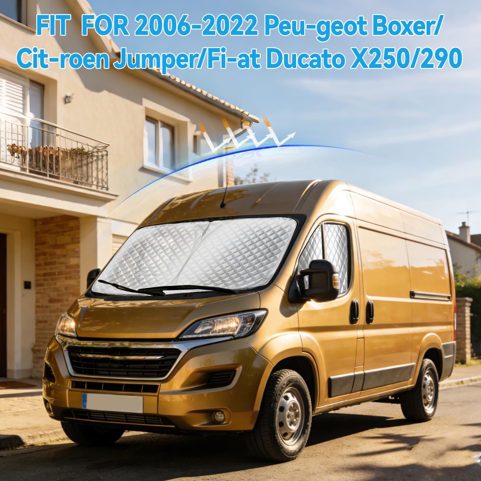 Parasol para parabrisas de coche para Fiat Ducato X250/290 para Citroen Jumper para Peugeot Boxer, Magnético, Parabrisas Térmico Interno, Juego de 3, Cubierta de Protección Solar Gruesa