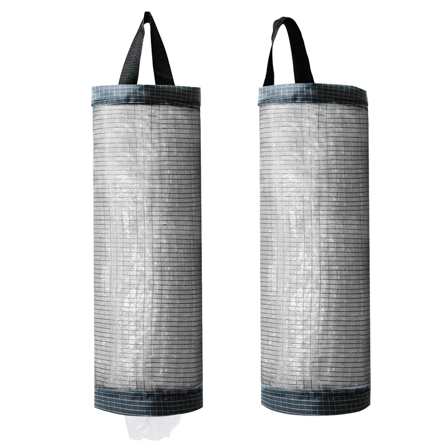 TOGETRUE Plastic Bag Holder, Mesh Grocery Bag Holder Hanging Storage Bag Dispenser (Dark Grey 2 Packs)