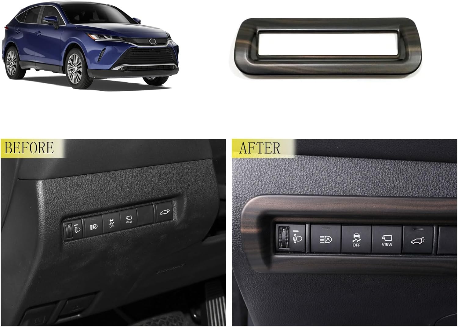 Headlight Adjustment Panel Cover Compatible with Toyota Venza 2021 2022 2023 Headlight Adjustment Button Switch Panel Trim Interior Car Accessories ABS 1PCS (Peach Wood Style)