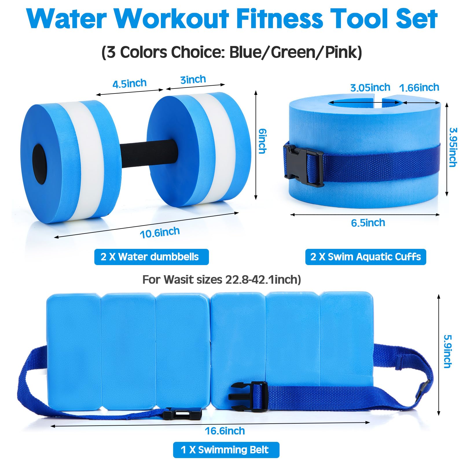5 Pcs Aquatic Exercise Set Including 2 Ankle Swimming Weights 2