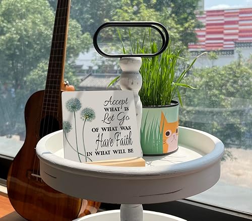 Miniatura 5 de Letrero de madera primitivo, Accept What is Let Go of What Was Have Faith in What Will Be, placa de escritorio con soporte de madera de 4 x 4.3