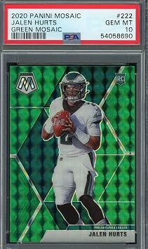 Jalen Hurts 2020 Green Mosaic Rookie Card #222 PSA 10 Cert #5458690 Gem Mint, Jalen Hurts Card by Powers Sports Memorabilia