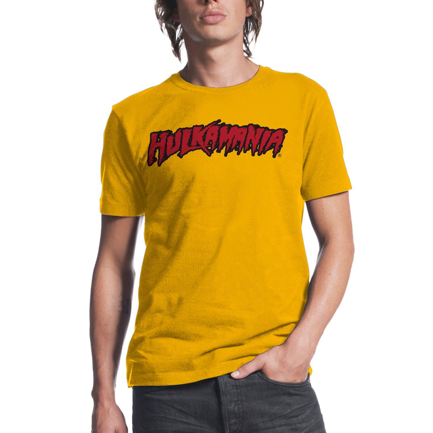 Old Glory Men's Hulk Hogan - Hulkamania Yellow Soft T-Shirt - Large Yellow