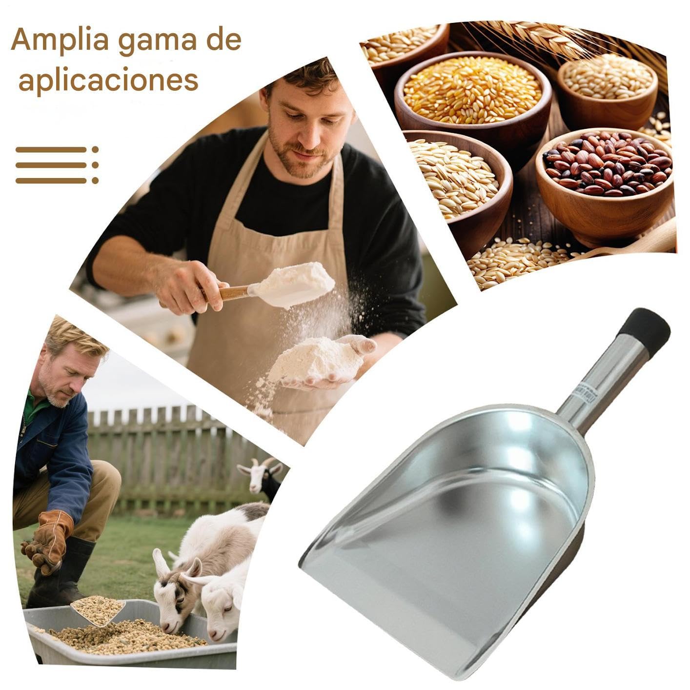 Pala para Harina de Metal - Utensilio De Cocina De Acero Inoxidable | Cuchara De Cocina Multiusos Ergonomica Para Granos Café Hielo