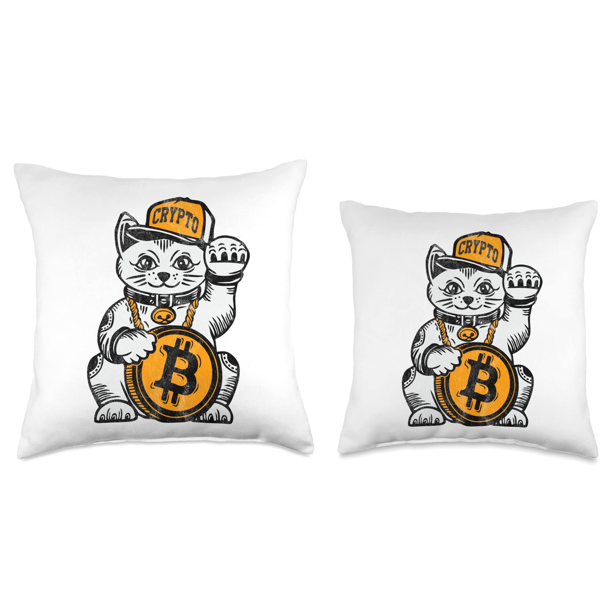 Amazon.com: Maneki-Neko Good Luck Cat for Crypto Gains - Funny Bitcoin  Throw Pillow : Home & Kitchen
