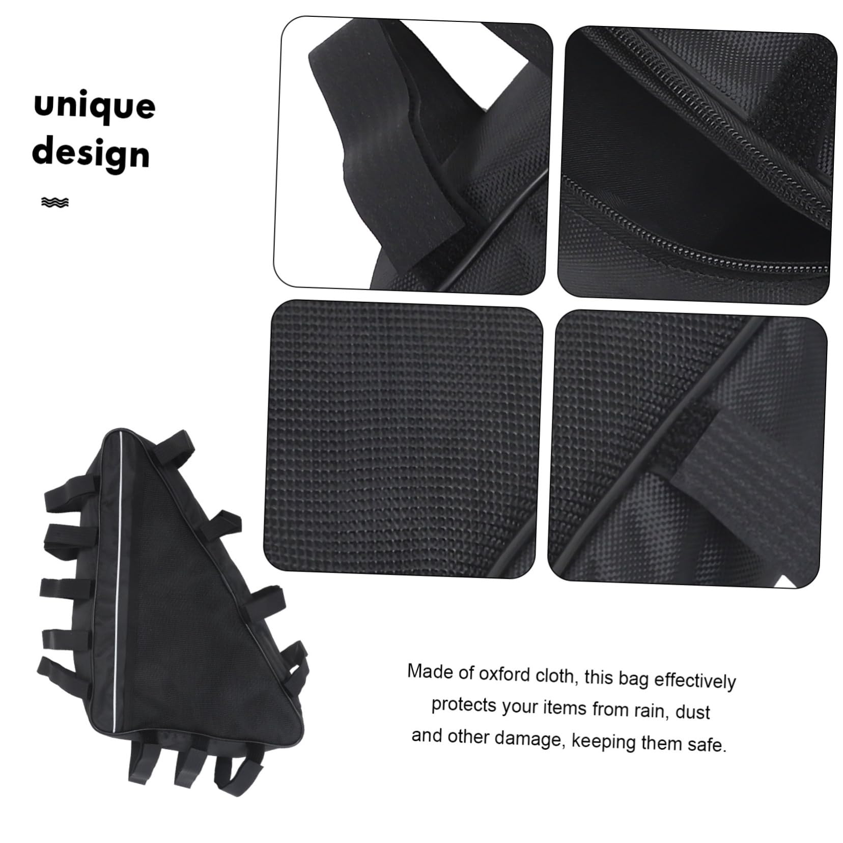 Borsa Triangolare da Bici per Telaio, Nera, Oxford | Grande Capacità, Resistentee Intemperie E’usura, Facile da Installare per Ciclismo e Trekking