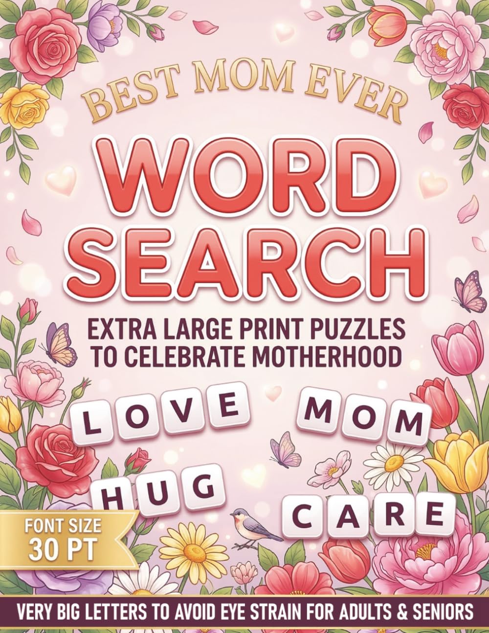 Best Mom Ever Word Search: Extra Large Print Puzzles To Celebrate Motherhood | Font Size 30 PT With Very Big Letters To Avoid Eye Strain For Adults & Seniors