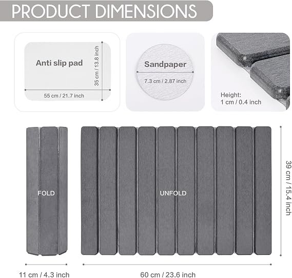 Foldable Stone Bath Mat, Super Absorbent Diatomaceous Earth Mat, 24