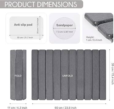 Foldable Stone Bath Mat, Super Absorbent Diatomaceous Earth Mat, 24