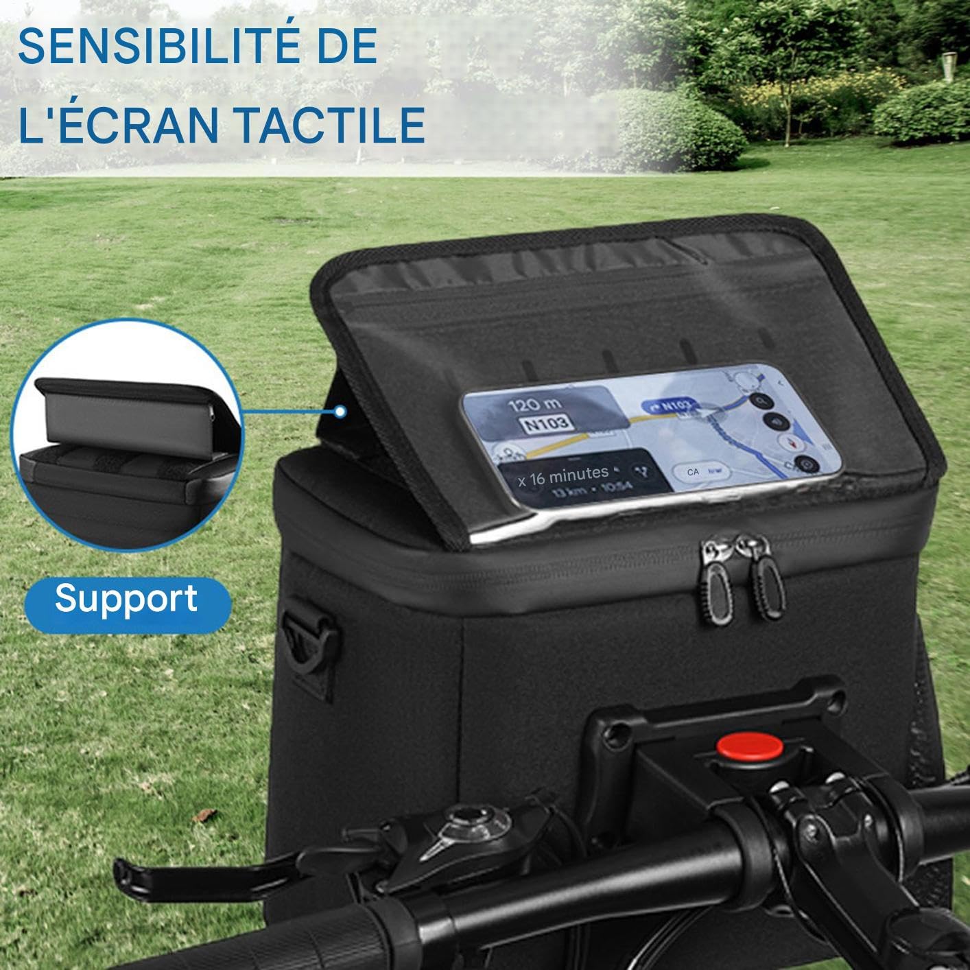 Sac De Guidon Pour Vélo Isotherme portable réutilisable haute capacité