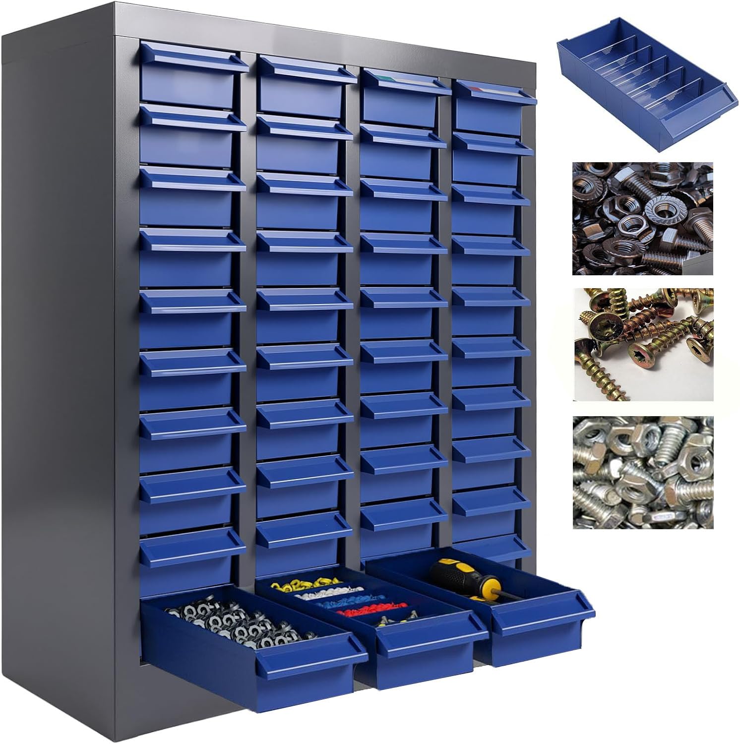 40 Drawers Parts Cabinet Screw Organizer Box Hardware Electronics Nuts Bolts Organizer Shelves Bin Tool with ABS Material Drawer Label Stickers for