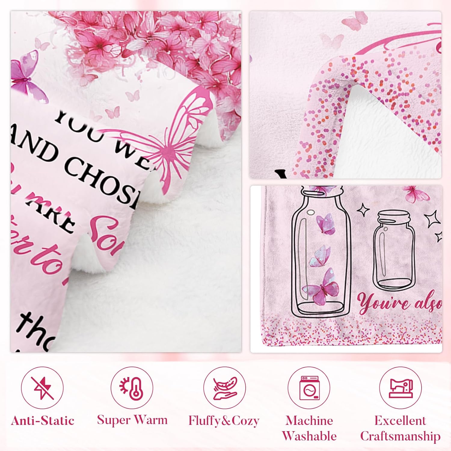 Daughter in Law Blanket from Mom, Birthday Gifts for Daughter in Law Birthday Gifts, to My Daughters for Women, Future Daughters Gift, Christmas Wedding Gift from Mother in Law, Pink, 50"X60" - Image 7