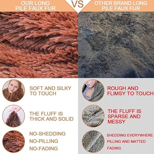 Miniatura 6 de YUSOKI manta de piel sintética extrasuave con pelos largos, transpirable, de 50 x 60pulgadas, mullida, acogedora y cómoda, de microfibra de lujo,