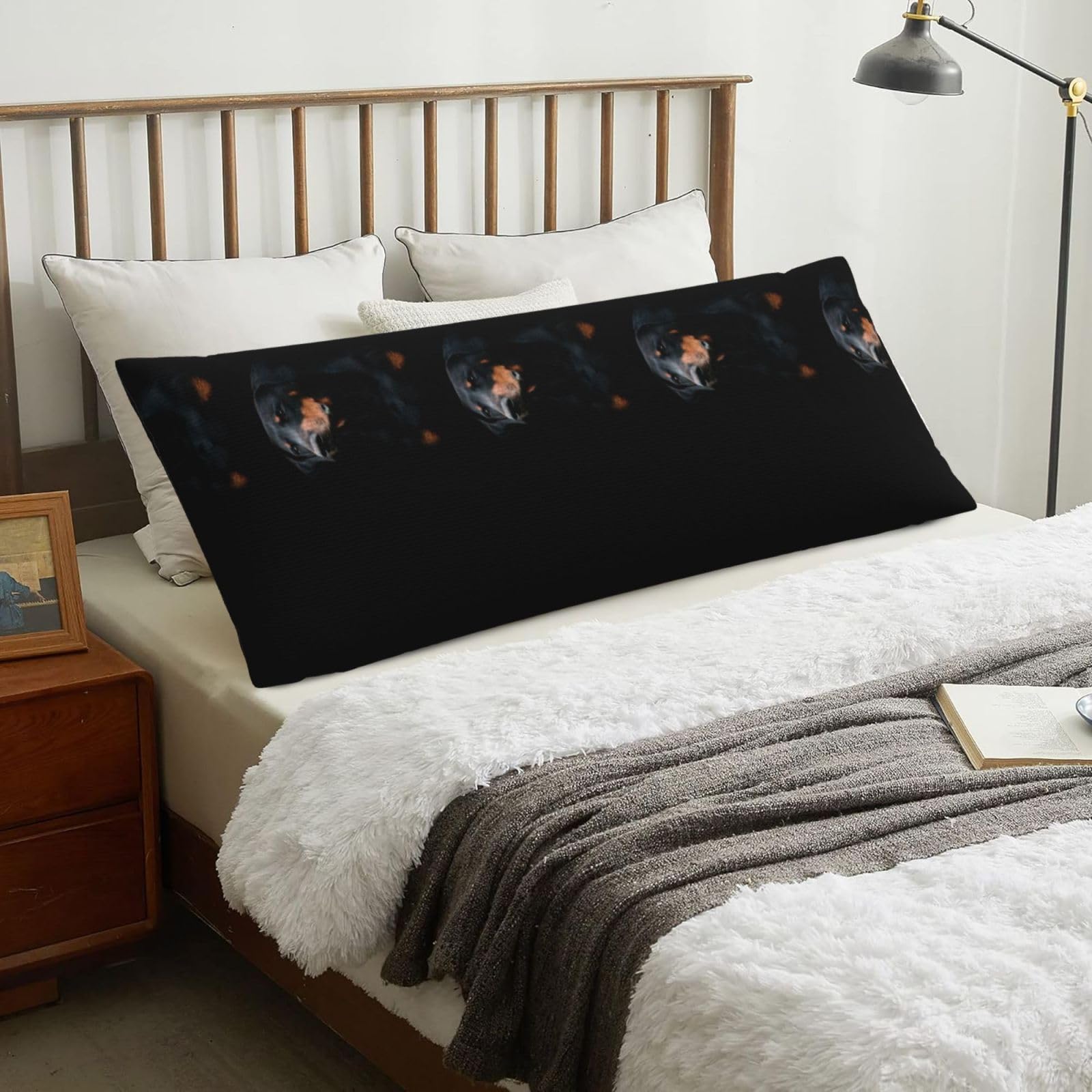 Doberman Pinscher Pets Dogs Black Dogs Doberman, Body Pillow Cover with Zipper,Long Body Pillowcase 20 x 60 in