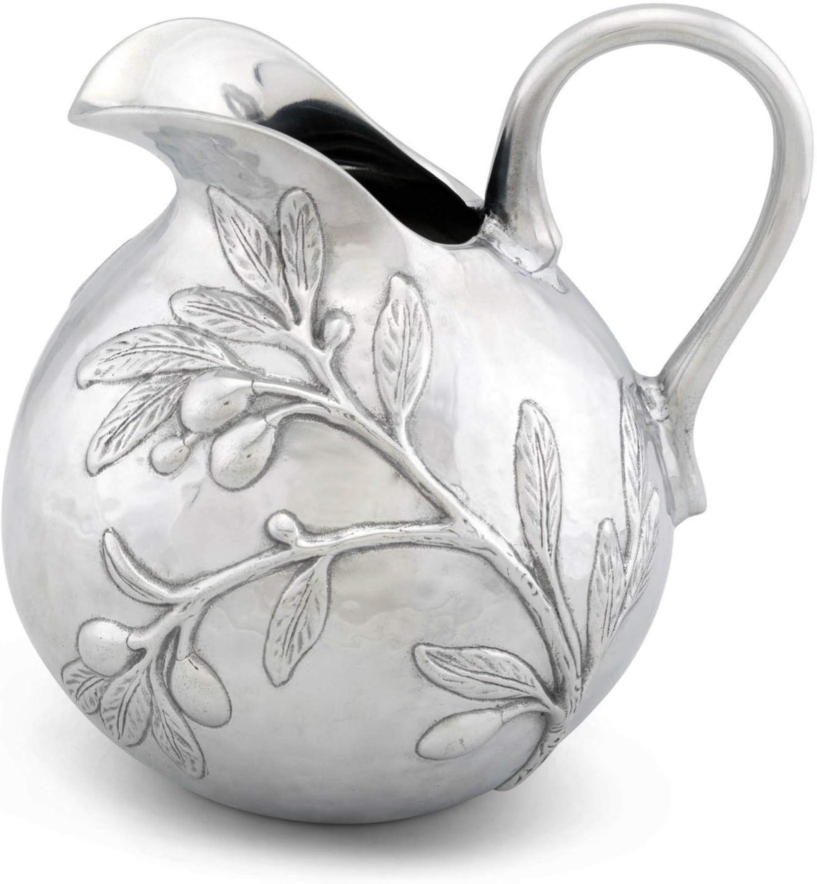 Aluminum Olive Branch Tuscan Pattern Table Serving Water/Juice Pitcher 9 inch Tall 100oz