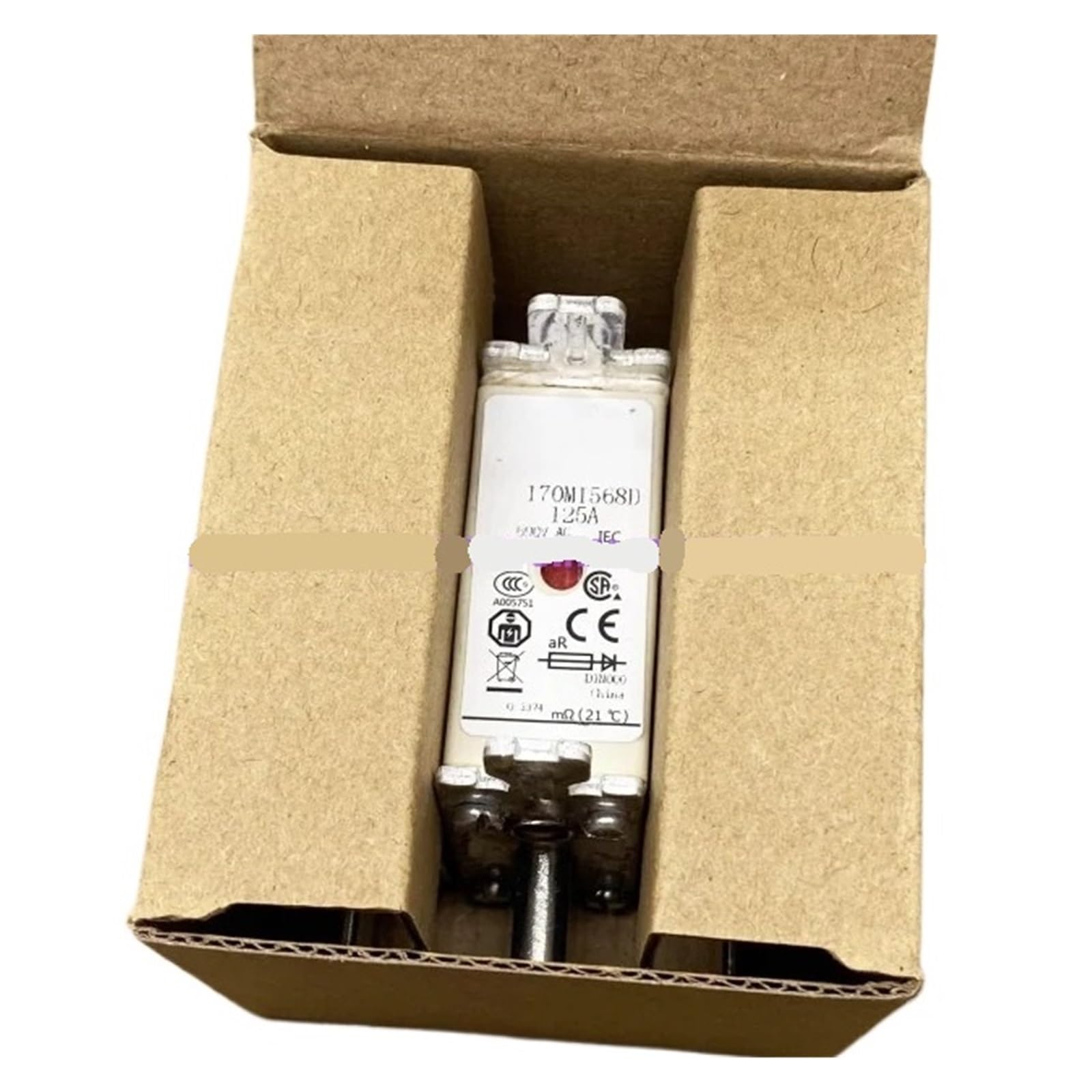 Fusible 170M1568D pour protection de puissance industrielle type 125A de calibre standard