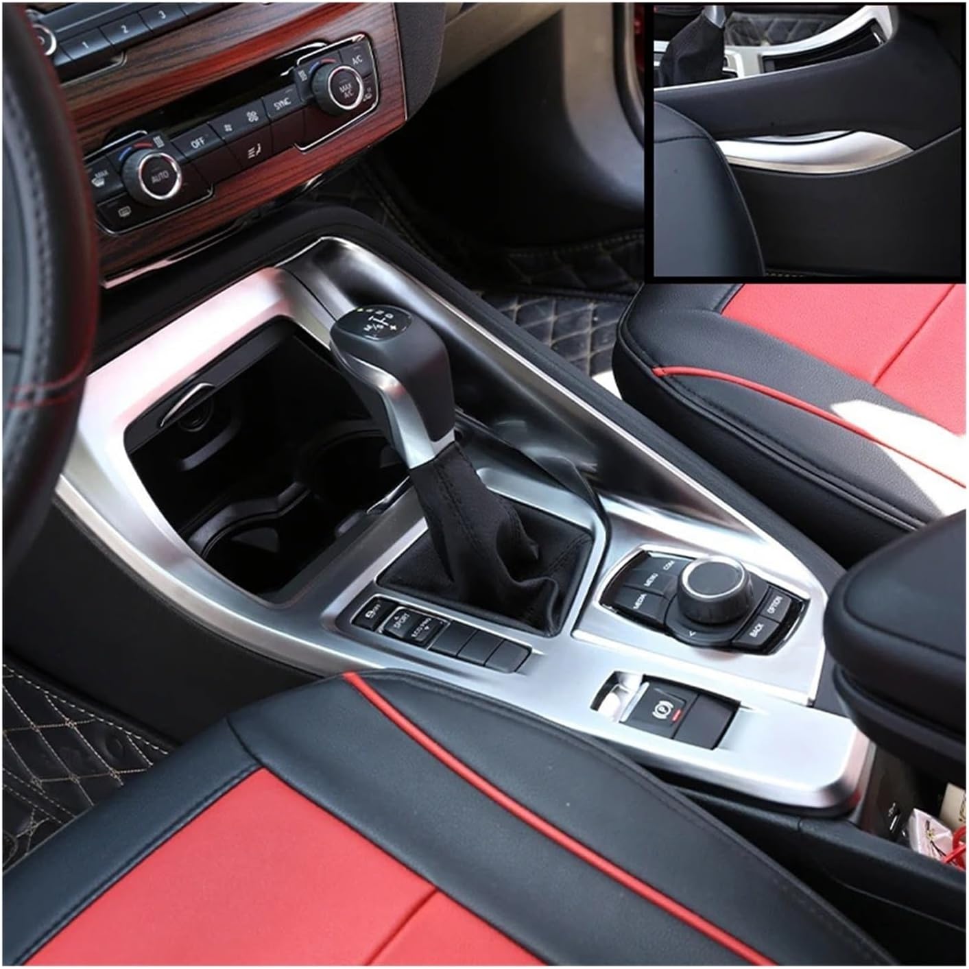 Compatible with BMW X1 F48 X2 F47 2016-2021 ABS Carbon Car Center Console Gear Shift Panel Decoration Cover Trim Interior Accessories(Black Wood Grain)