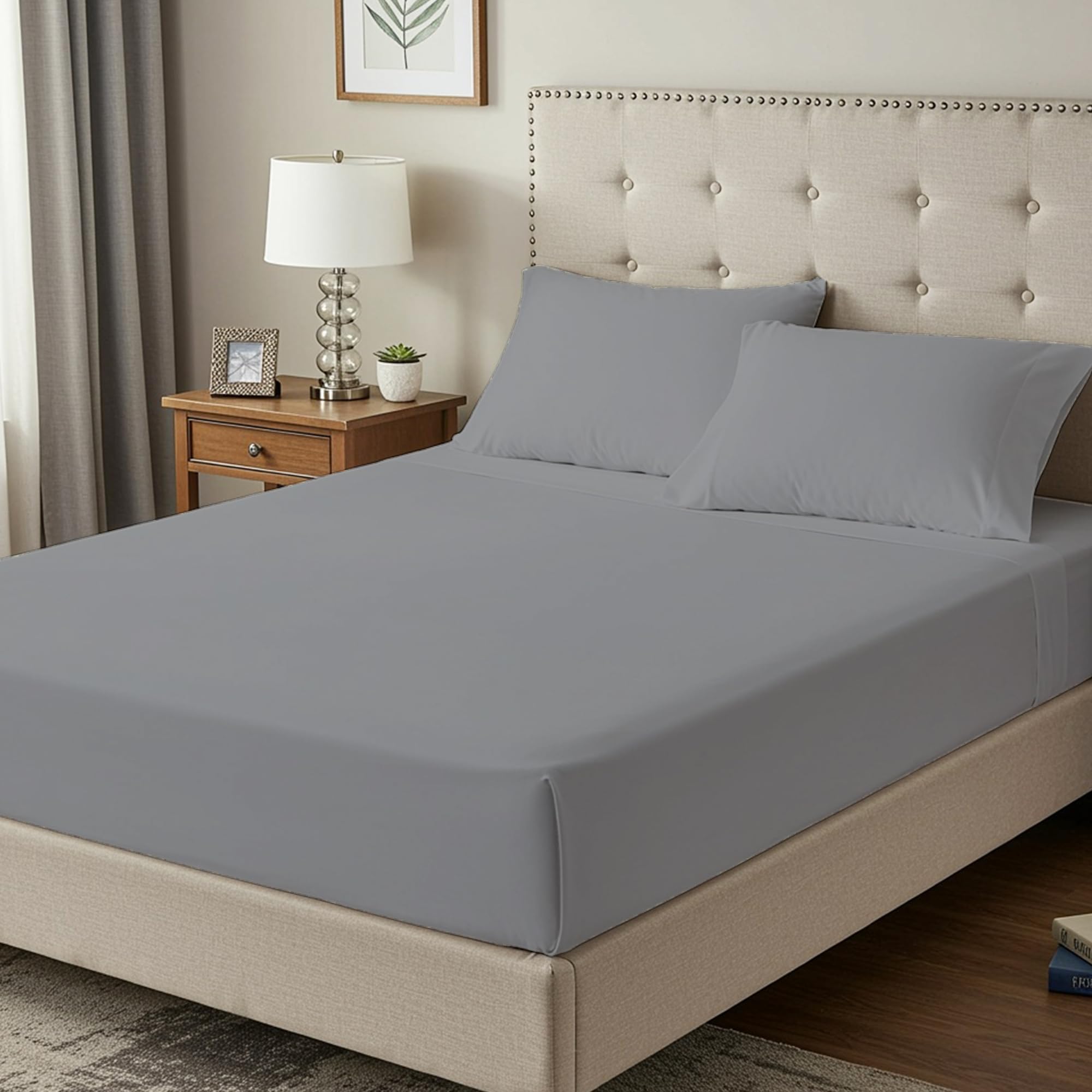 100% Egyptian Cotton 400TC Double Fitted Sheet, 35cm Deep Pocket โ image 1