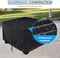 Vista 3 de Unicook Funda cuadrada para hoguera de 38 pulgadas, resistente e impermeable, protector para fogata al aire libre con cordón y asas, protección
