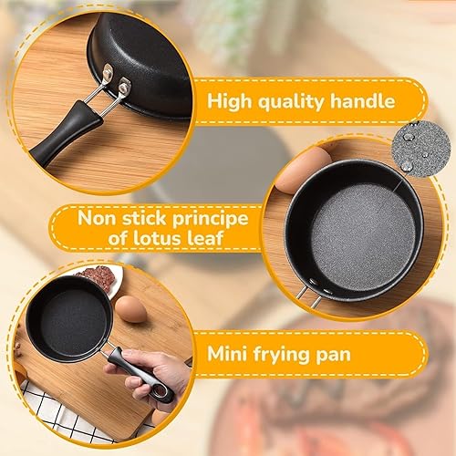 Miniatura 3 de Sartén antiadherente, sartén antiadherente de 4.76.3 pulgadas, mini sartenes antiadherentes, ollas y sartenes no tóxicas sin PFASPFOA con tapa