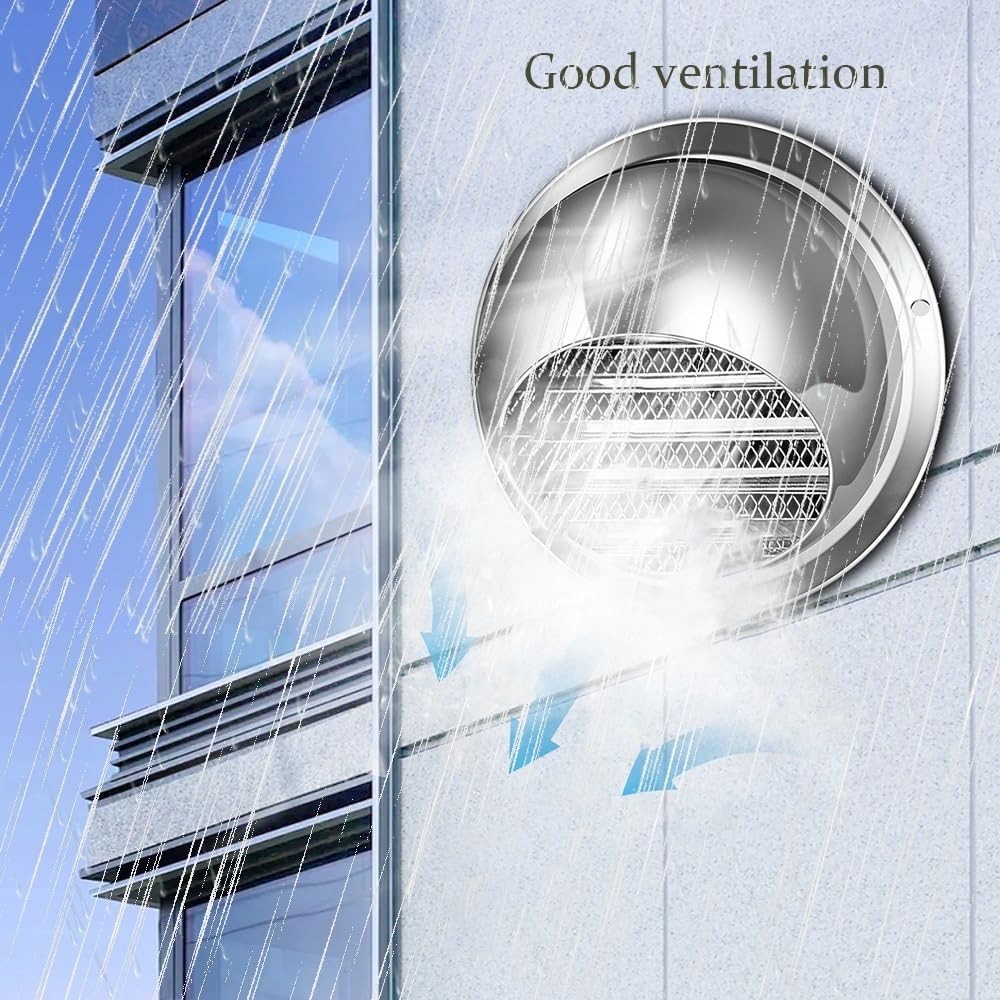 Rejilla de ventilación Redonda de Acero Inoxidable, Salidas de Aire con mosquitera, Abertura de Escape Robusta, para Uso Exterior con Campanas extractoras (250 mm/9,8 Pulgadas).