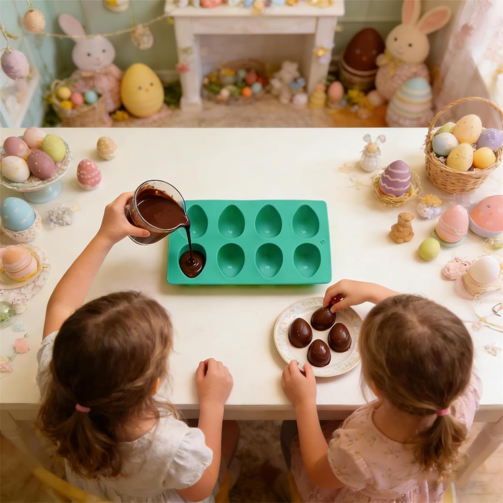 Moldes de silicona antiadherentes para huevos, paquete de 3 para hornear, pasteles, gelatina, helado, chocolate y dulces, moldes de postre con forma de huevo de Pascua de grado alimenticio