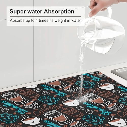 Miniatura 6 de Tapete de secado de platos de copo de nieve de Navidad, tapetes reversibles de microfibra absorbente para encimera de cocina, 18 x 24 pulgadas