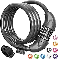 Vista 10 de Titanker Candado de bicicleta, cerradura de bicicleta de 4 pies, bloqueo de cable de 1/2 pulgada con soporte de montaje, accesorios de bicicleta