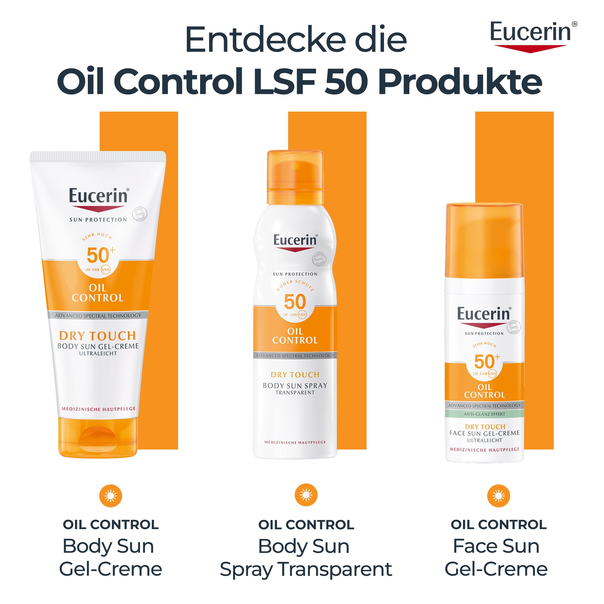 Eucerin® Oil Control Body Sun Gel-Creme LSF 50+ – sehr hoher Sonnenschutz mit ultra leichter Textur, Anti-Sand Effekt und Anti-Glanz Effekt, 200ml