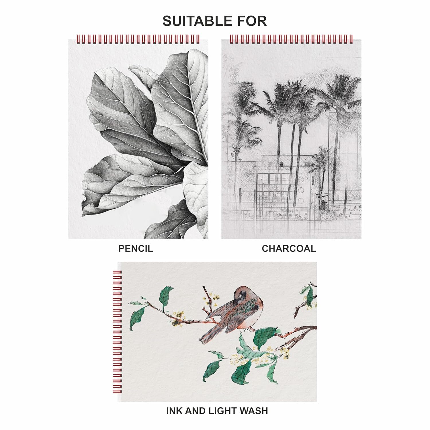Anupam Sketch-O Pro Sketchbook A4 | 15 Sheets | 270 GSM | Durable, Acid-Free Paper | Top Spiral-Bound for Markers, Pencils, Charcoal & Inks 1