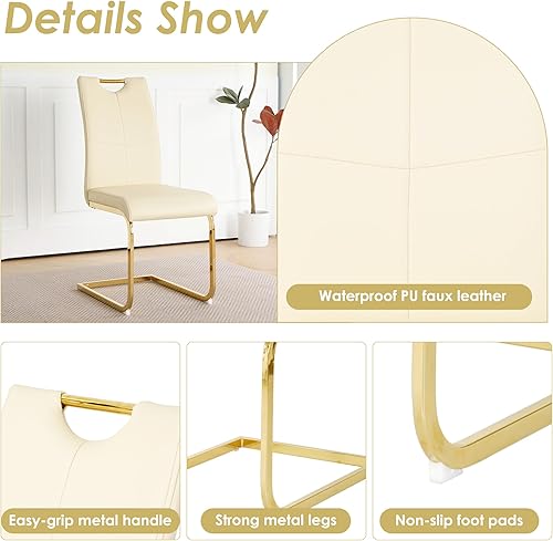 Miniatura 4 de yeag Juego de 4 sillas de comedor modernas, sillas tapizadas para cocina, respaldo alto, sillas de comedor de piel sintética con patas de metal