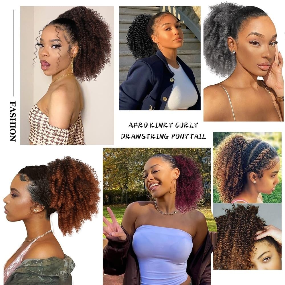Panino per Capelli disordinato Chignon Afro Puff for Donne Nere, Sintetico, con Coulisse e Ricci, for Coda di Cavallo. Parrucchino a Coda di Cavallo per l'uso Quotidiano(4)