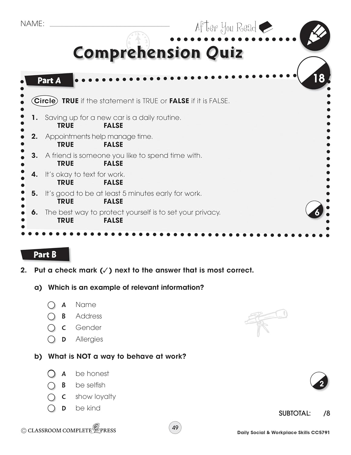 Daily Social & Workplace Skills Gr. 6-12 - Classroom Complete Press (Life Skills Series) - Image 8