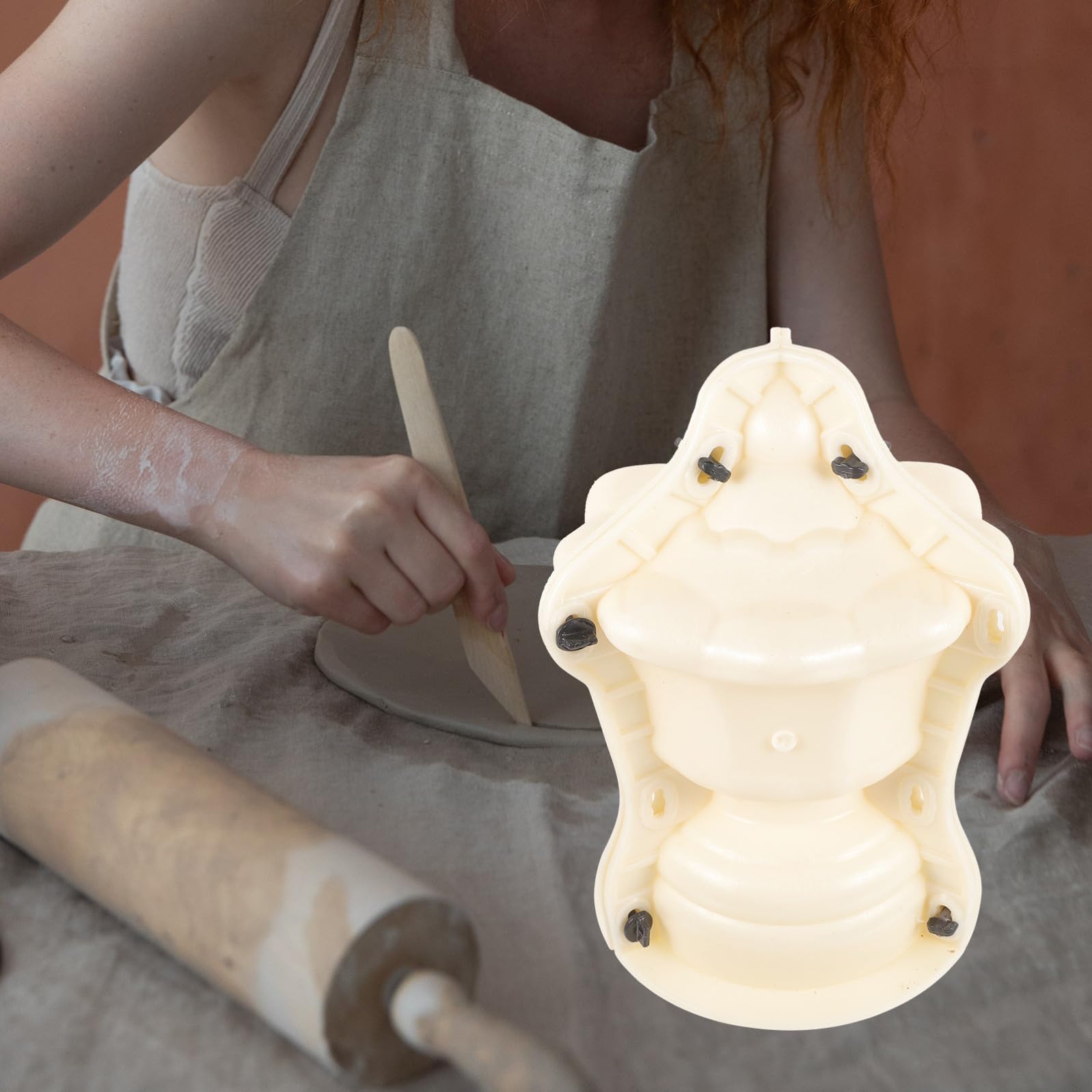 Stampo per Colonna Romana in Plastico Beige Leggero Struttura Semplice, Modello a Sfera per Decorazioni Balcone e Recinzione in Comunità e Strade, per Appassionati di Fai-da-te