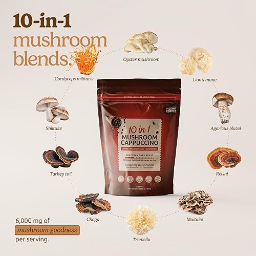 Miniatura 3 de Café instantáneo de hongos 10 en 1  Café brasileño de hongos tostado oscuro instantáneo  Mezcla de bebida de capuchino de champiñones con melena de