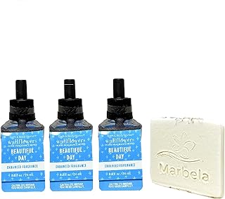 Bath & Body Works Beautiful Day 3 Pack Wallflowers Home Fragrance Refill Bundle with a Natural Oats Sample Soap