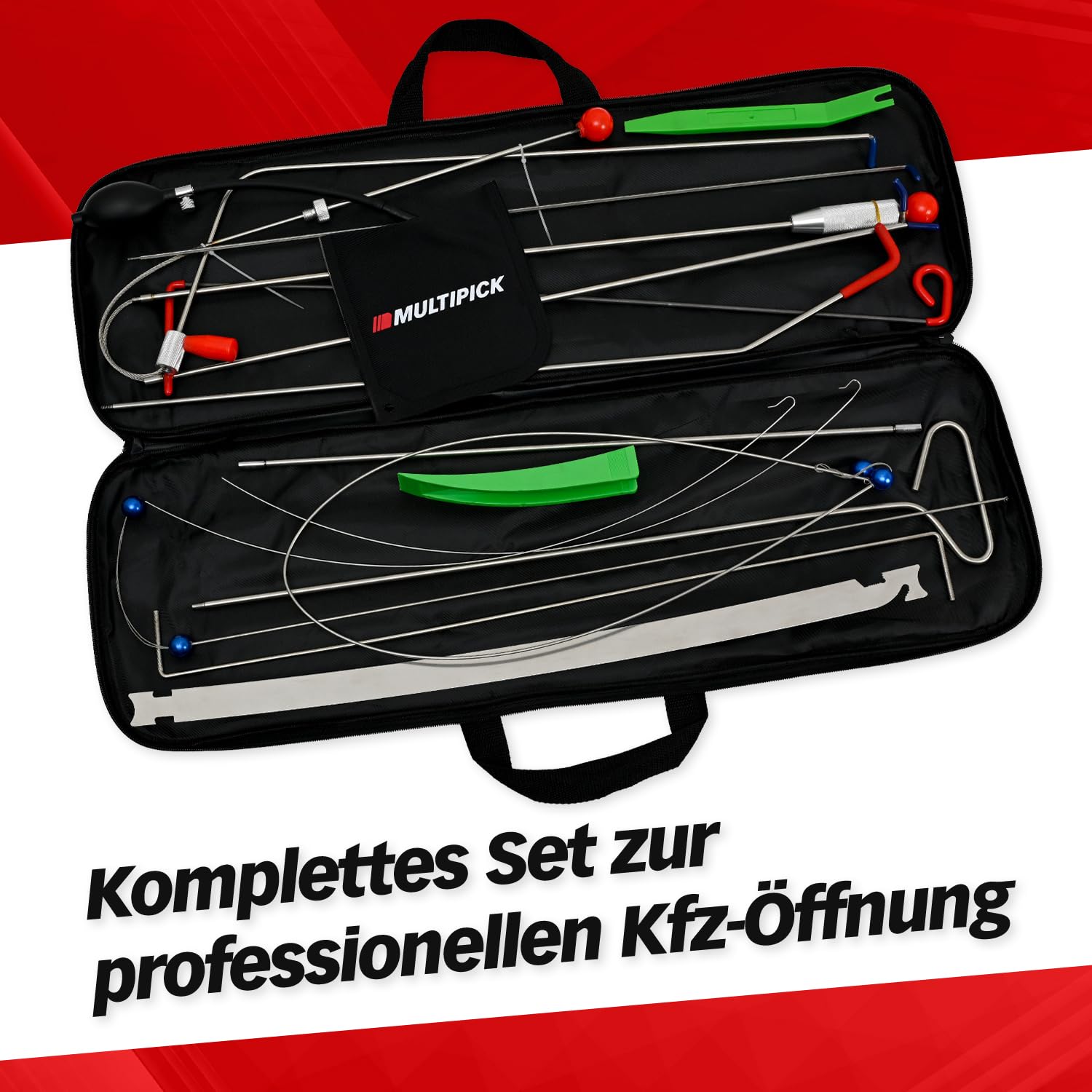 Multipick Kit di Apertura Auto – Strumento di Leva & Set Attrezzi Professionale – Attrezzi Smontaggio Garnitura & Attrezzi Auto per Apertura Veicolo – Kit Sblocco Auto