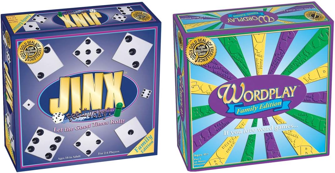 Jinx + Wordplay = Perfect Family Board Game Bundle for Game Night
