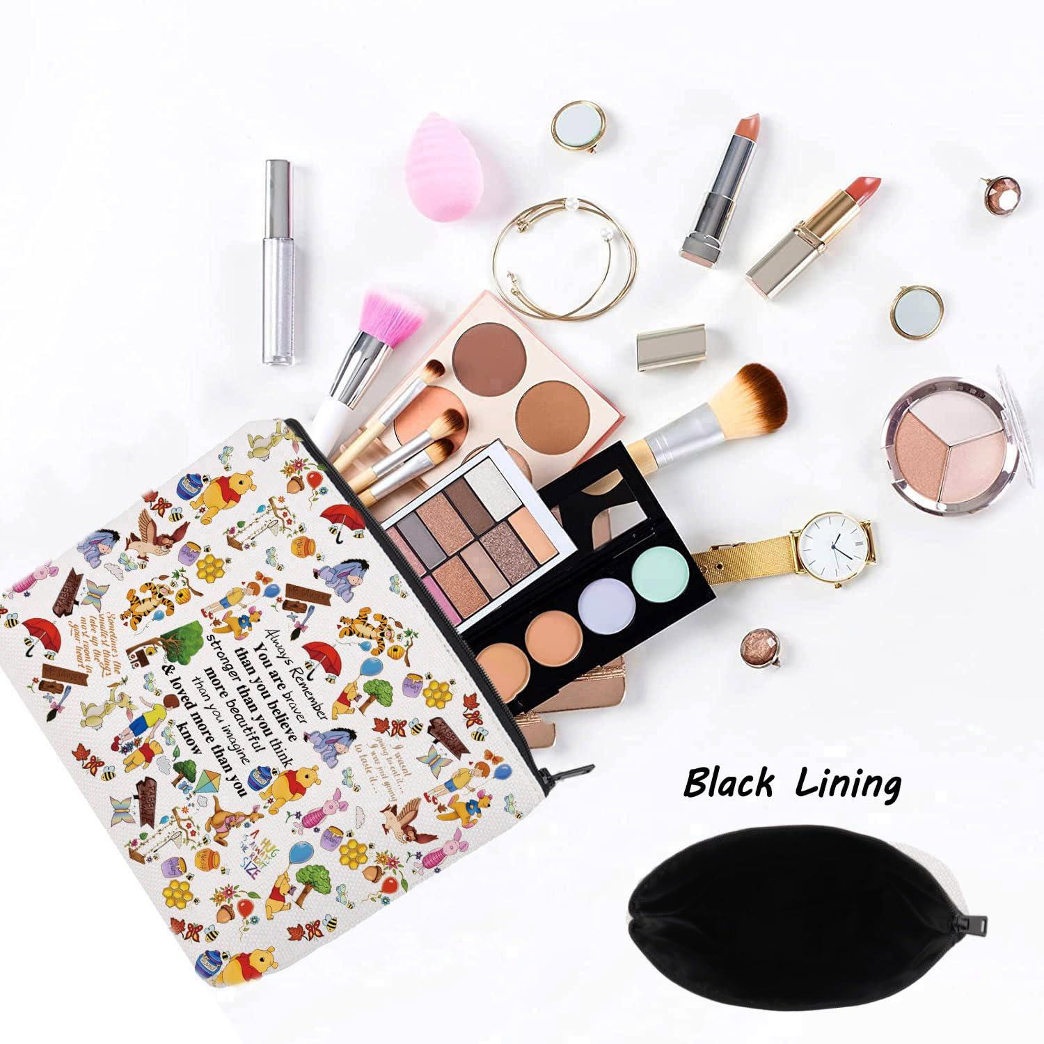 LEVLO Friendship Cosmetic Make up Bag Friend Gift Friendship You are Braver Stronger Smarter Than You Think Makeup Zipper Pouch Bag (wei ni F Bag) - Image 3