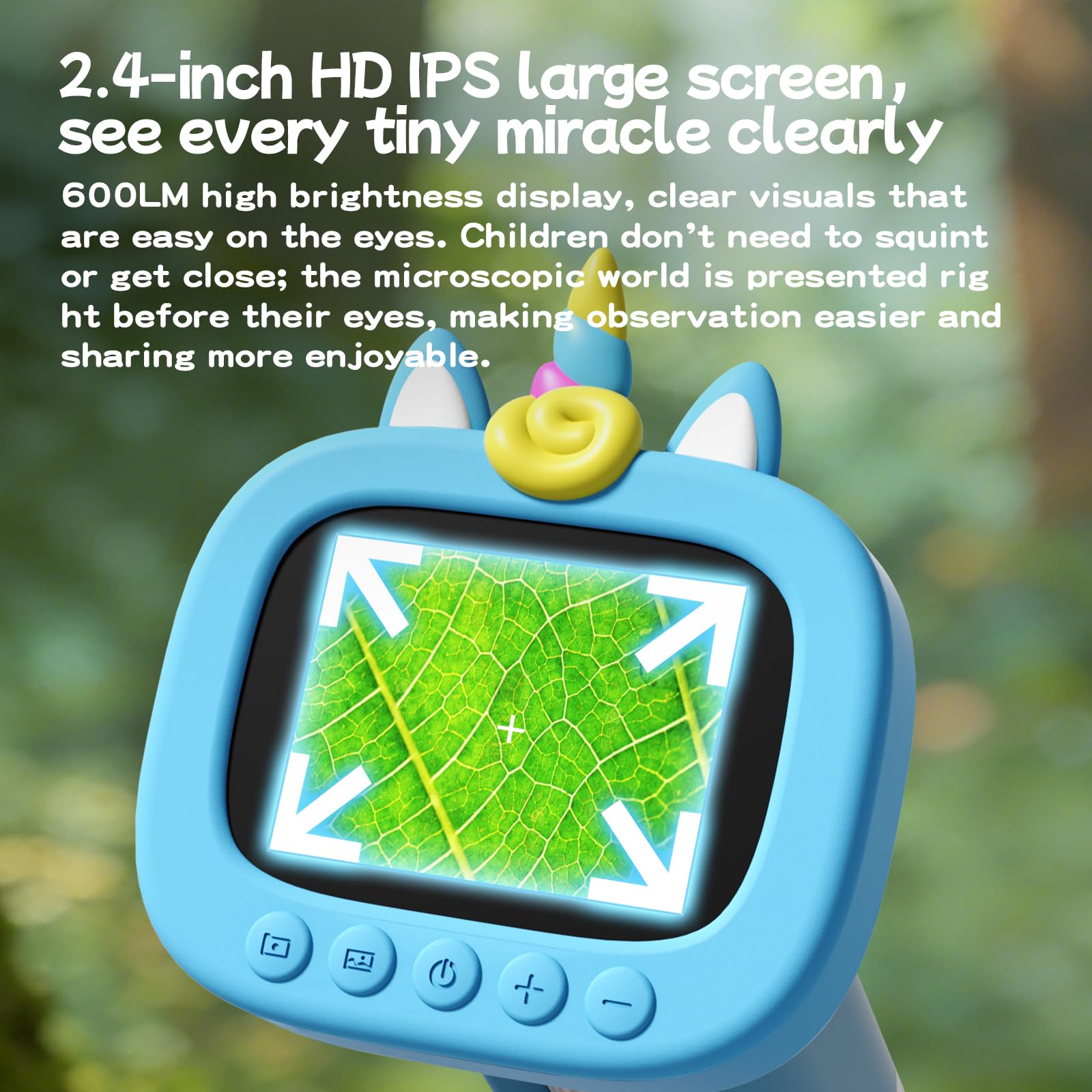 1200X Microscope numérique pour Enfants : Microscope Enfant avec Écran HD IPS 2,4 Pouces et 9 Lumières LED, Sciences de Plein air pour Les 3 Ans et Plus