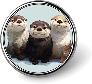 1 Inch Round Badge Metal Button Maker Supplies Cute Otters Badge with Pin Funny Gifts for Couples, Friends, Clothing Accessories