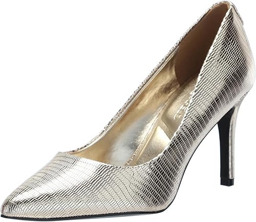 KARL LAGERFELD Women's Royale Snake Textured Dress Pump, Champagne, 5.5