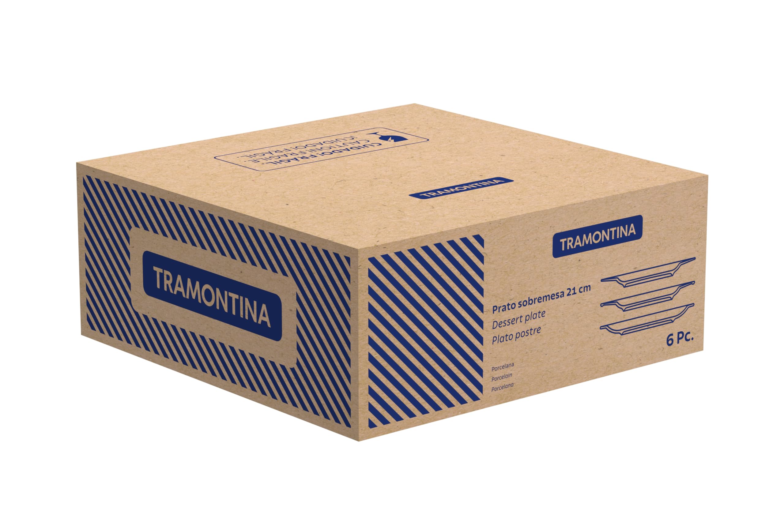 Tramontina Set Piatti da Dessert Ingrid in Porcellana Decorata 21 cm 6 Pezzi