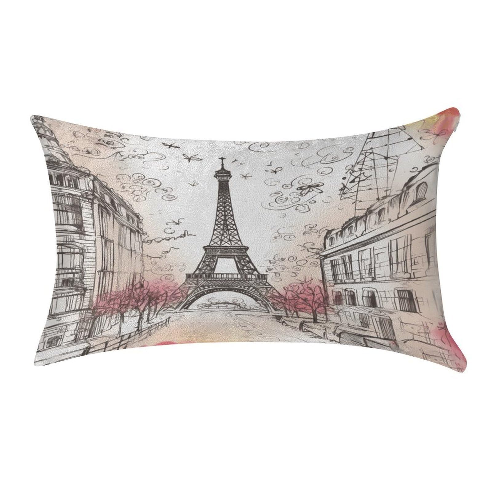VstaDank French Paris Tour Eiffel Tower Pillow Covers Rectangular Cushion Case Cozy Decorative Throw Pillowcase Luxury Lumbar Pillow Shells with Zipper Soft Velvet Pillows Shams 12 X 20 in