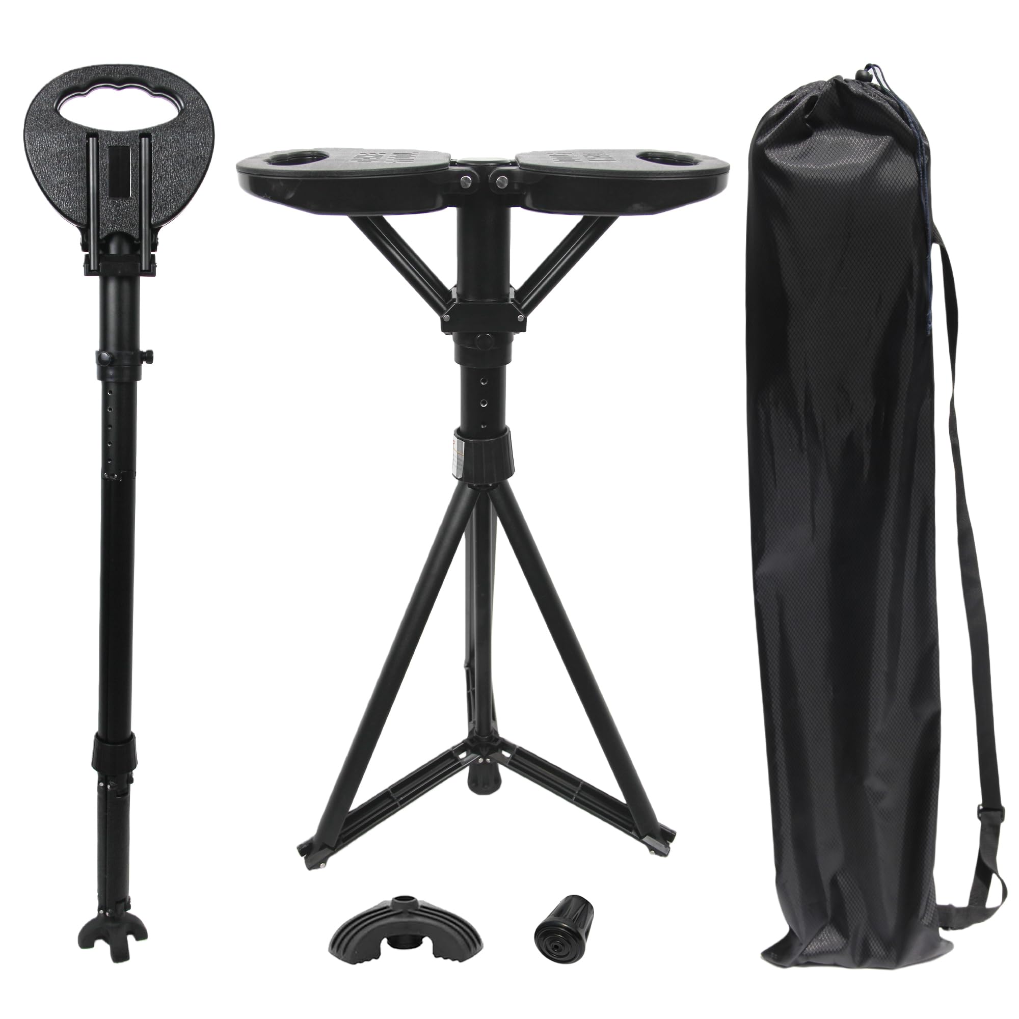 ALEVMOOM折りたたみ杖 ステッキチェア 椅子になる杖 座れるステッキ アウトドア杖 3本脚安定性高い 高さは95cmまで調整可能 耐荷重250kg 軽量重さ約1kg 登山歩行支援ウォーキング 高齢者適用 歩行補助杖 旅行 遠足 スポーツ観戦 ゴルフ観戦 釣り 敬老の日/母の日/父の日（ブラック）