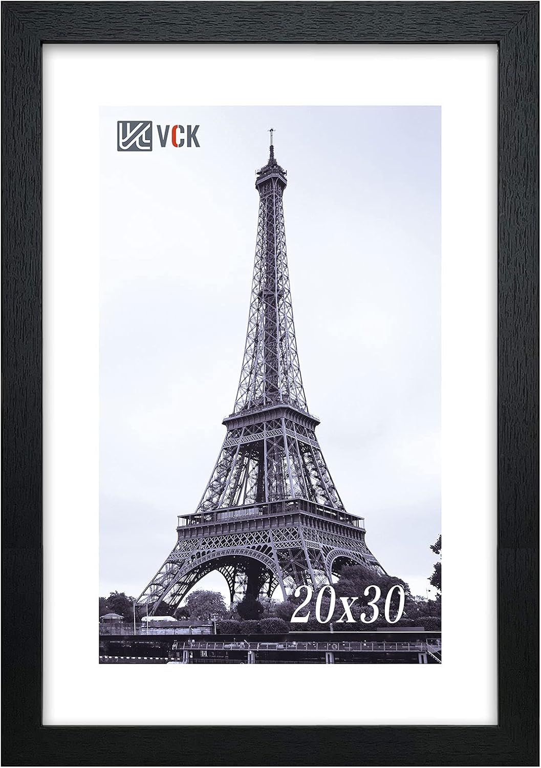 VCK 20x30 Poster Frame - Black, Textured Wood Picture Frames with Polished Plexiglass, Wall Gallery Display Black 20 x 30 - 1 pack